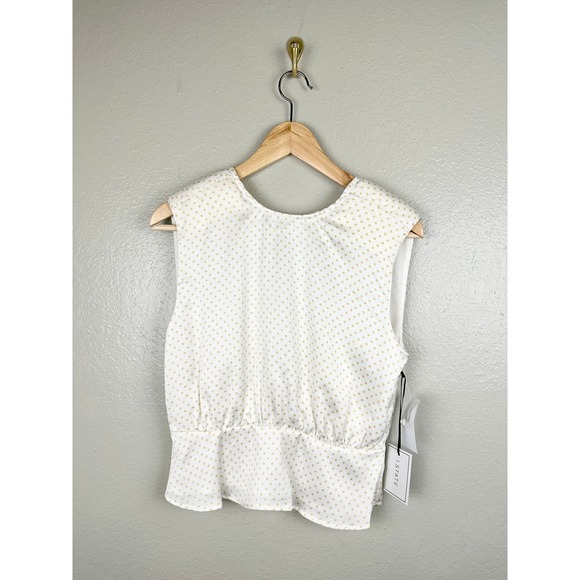 NWT 1.STATE Womens Bon Voyage Satin Polka Dot Blouse Peplum Low Back Top Small - Picture 12 of 12